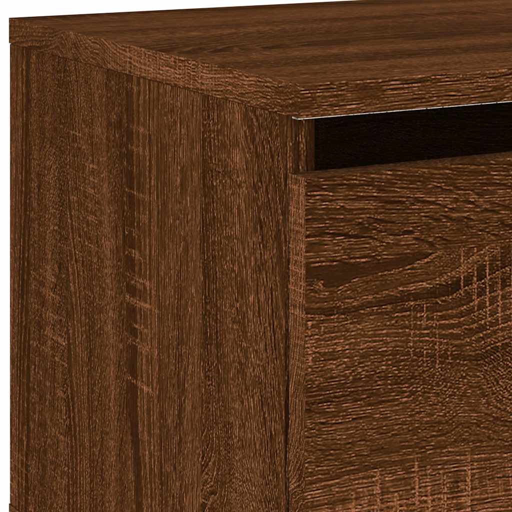 Mesa de cabeceira de parede com luzes LED carvalho castanho