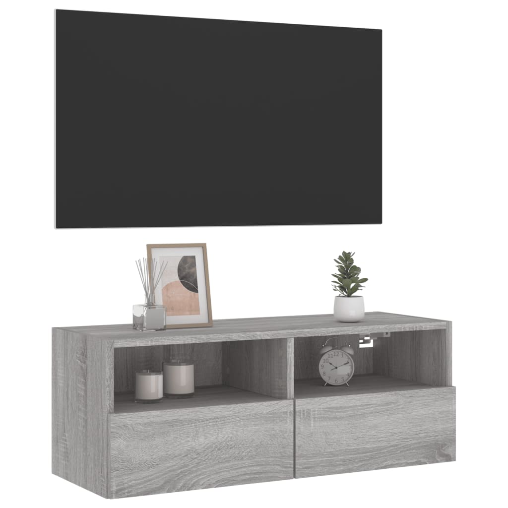 Móvel de parede p/ TV 80x30x30cm derivados madeira cinza sonoma