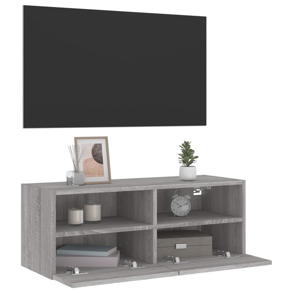 Móvel de parede p/ TV 80x30x30cm derivados madeira cinza sonoma