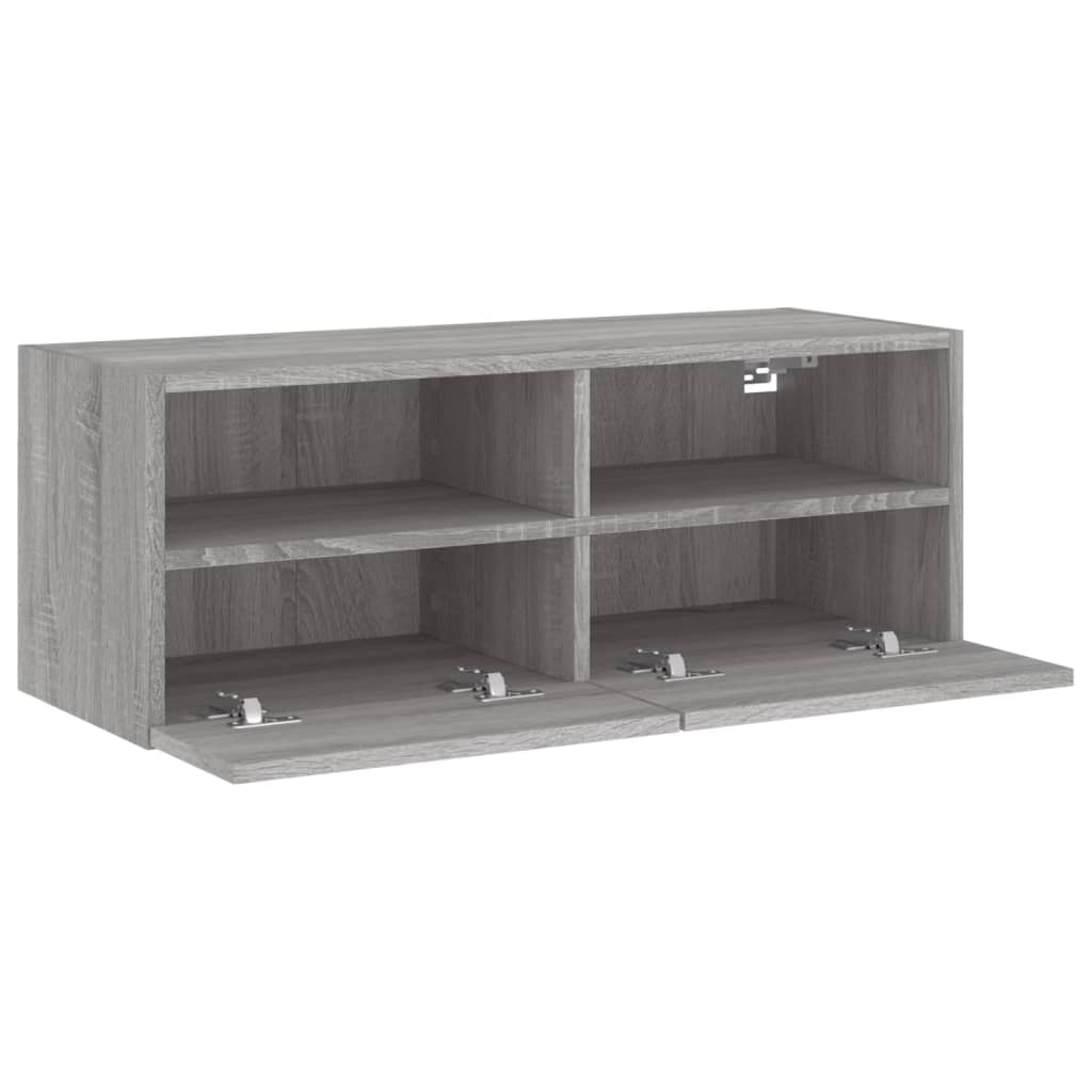Móvel de parede p/ TV 80x30x30cm derivados madeira cinza sonoma