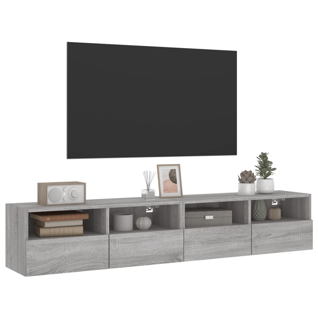Móveis parede p/ TV 2pcs 80x30x30cm deriv. madeira cinza sonoma