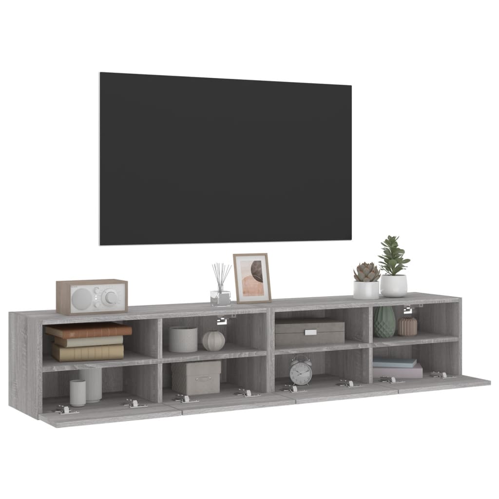 Móveis parede p/ TV 2pcs 80x30x30cm deriv. madeira cinza sonoma