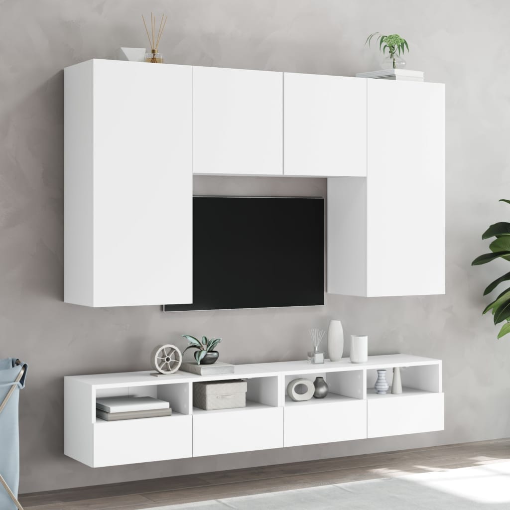 Móvel parede p/ TV 2 pcs 100x30x30 cm derivados madeira branco
