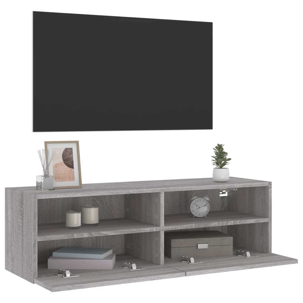 Móvel parede TV 100x30x30 cm derivados de madeira cinza sonoma