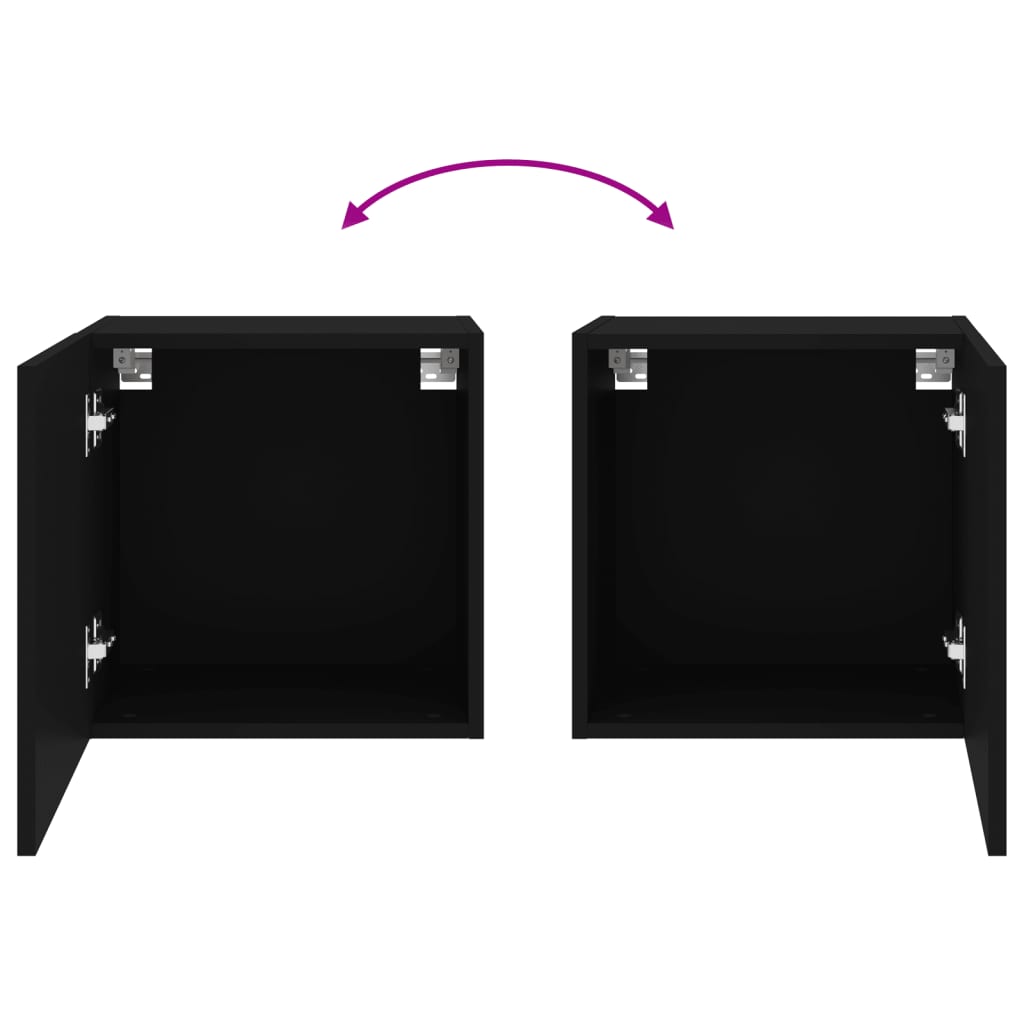 Móveis parede p/ TV 2pcs 40,5x30x40 cm derivados madeira preto