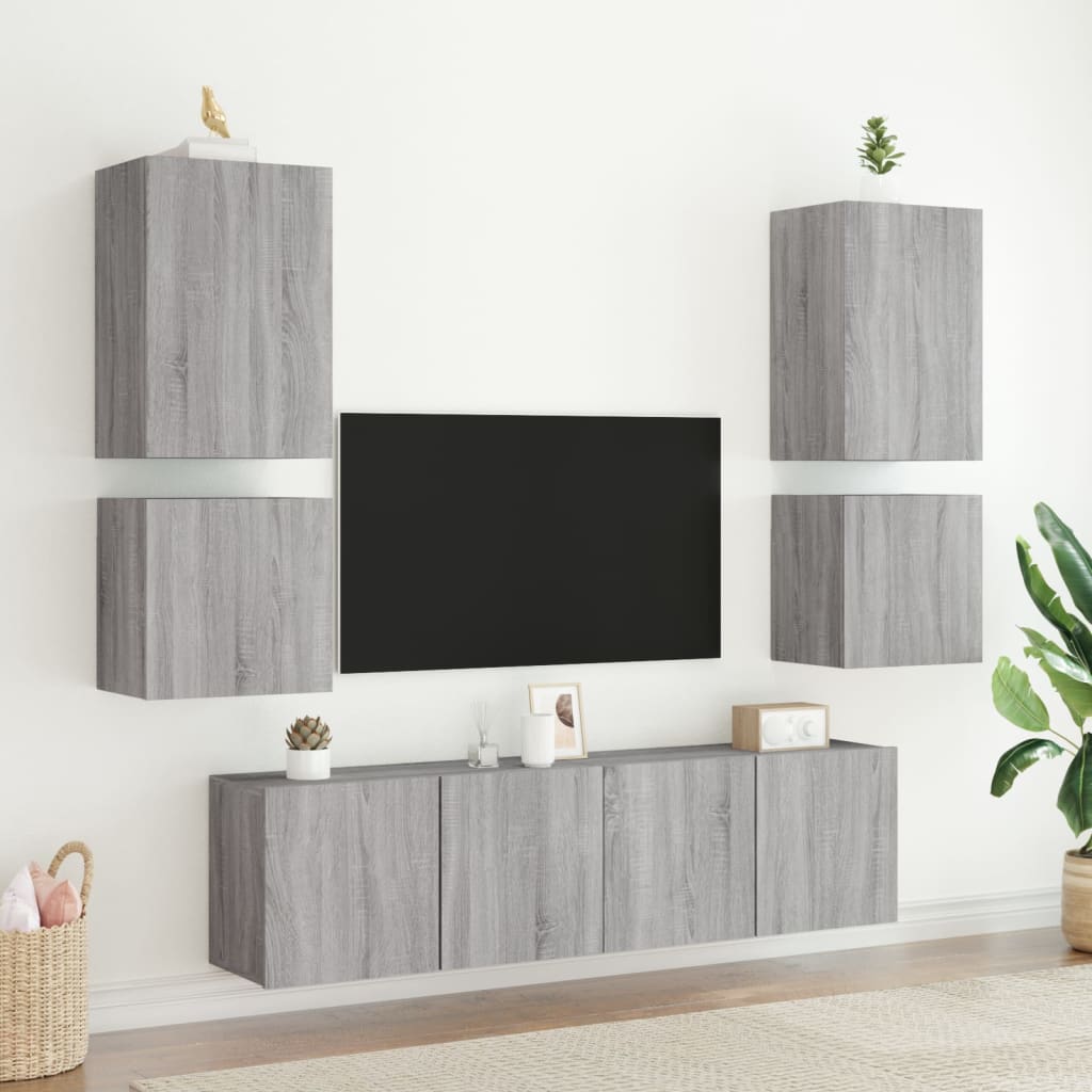 Móveis parede TV 2pcs 40,5x30x40 cm deriv. madeira cinza sonoma