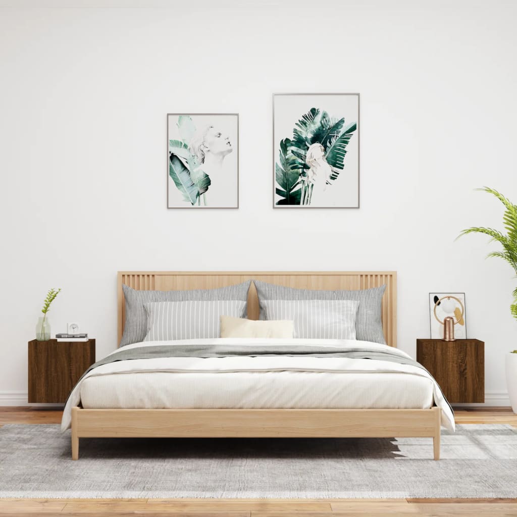 Móveis parede p/ TV 2 pcs derivados madeira carvalho castanho