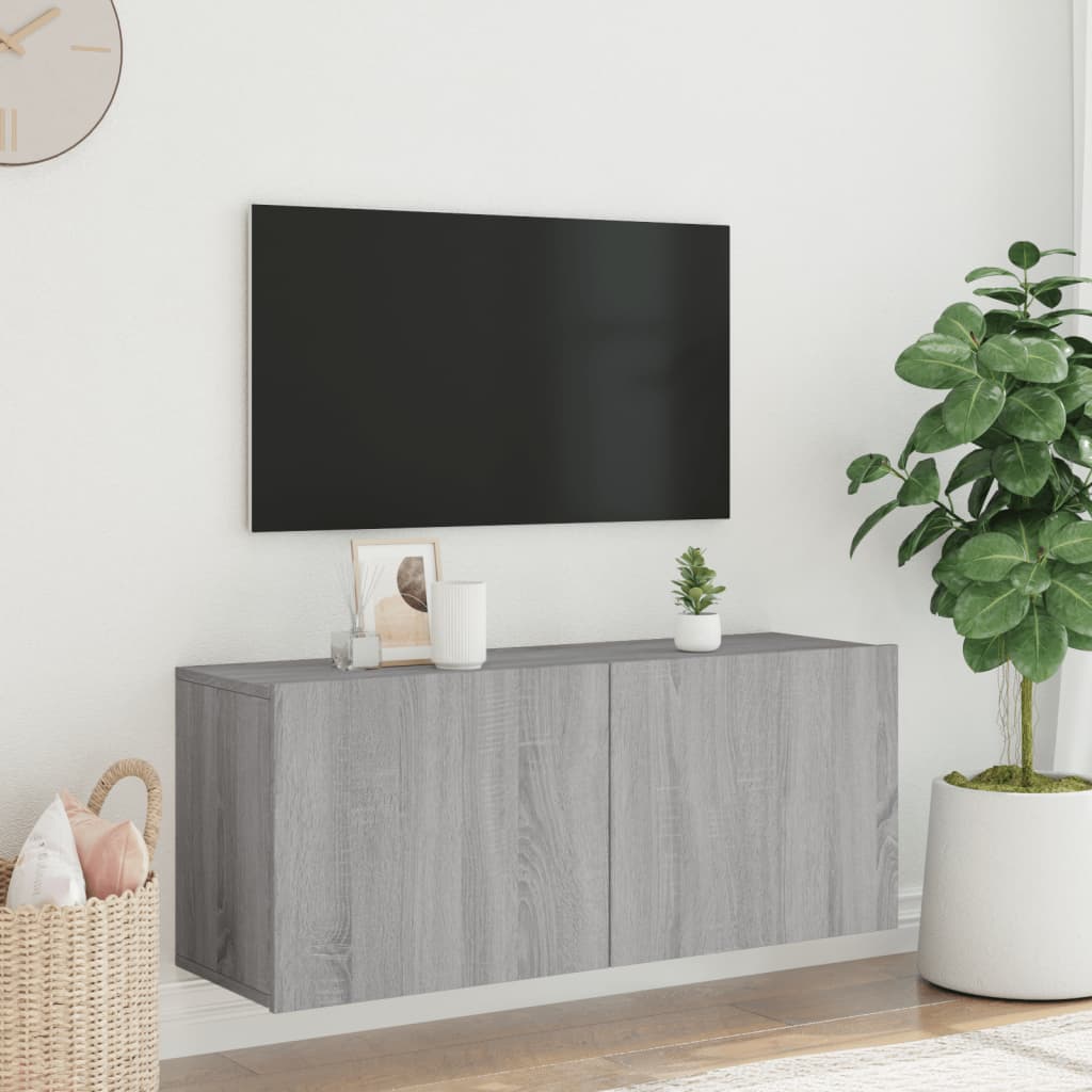 Móvel de parede para TV 100x30x41 cm cinzento sonoma