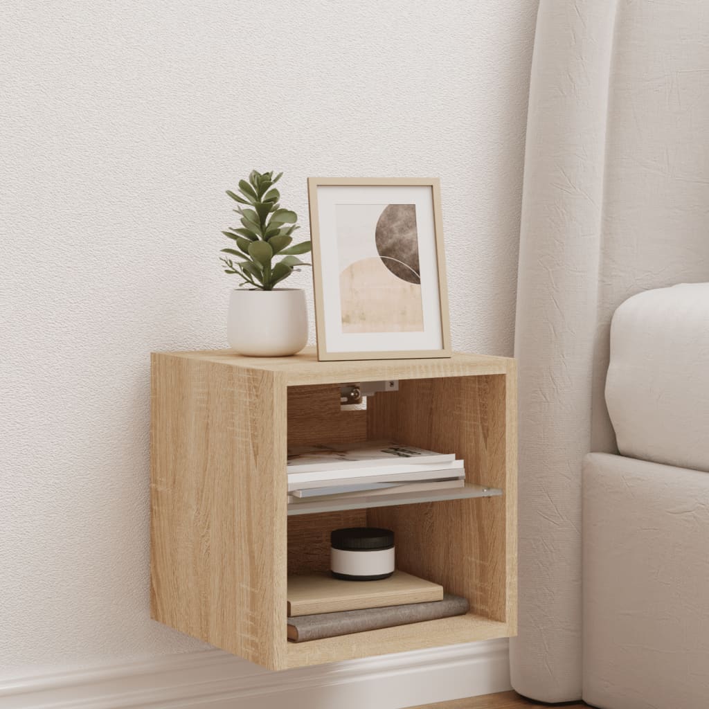 Móvel de parede p/ TV c/ luzes LED 30x28,5x30cm carvalho sonoma