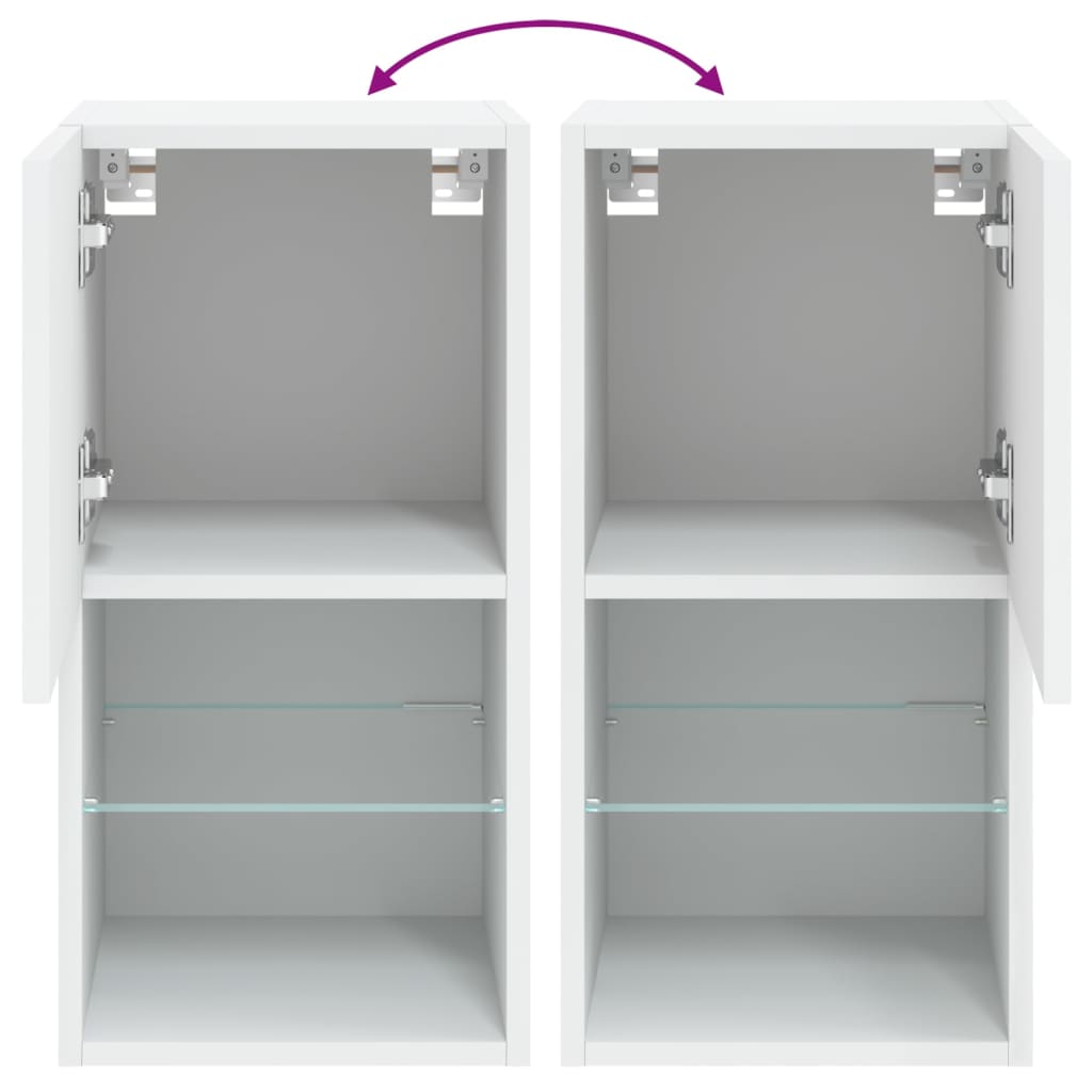 Móveis de TV c/ luzes LED 2 pcs 30,5x30x60 cm branco