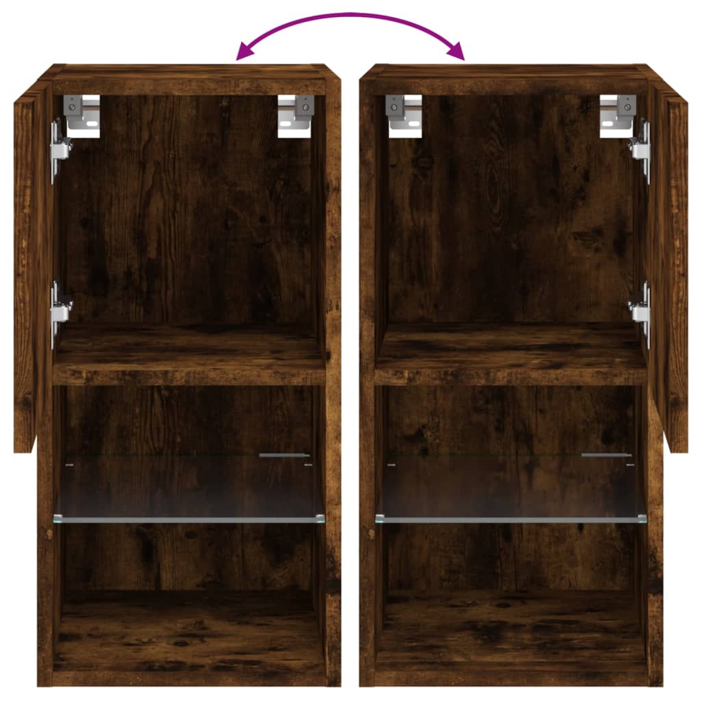 Móveis de TV c/ luzes LED 2 pcs 30,5x30x60 cm carvalho fumado