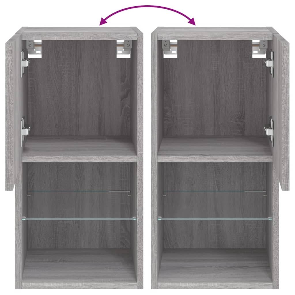 Móvel de TV com luzes LED 30,5x30x60 cm cinzento sonoma