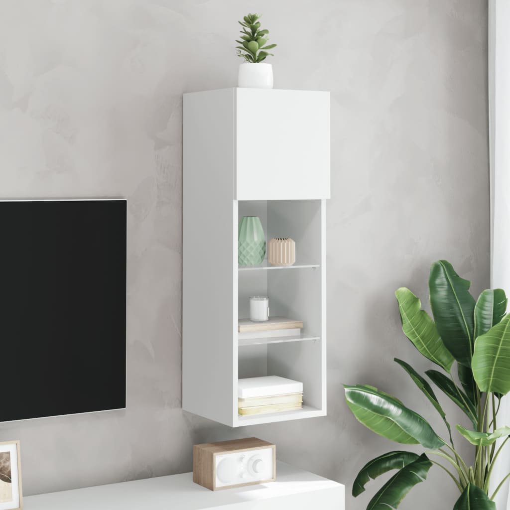 Móvel de TV com luzes LED 30,5x30x90 cm branco