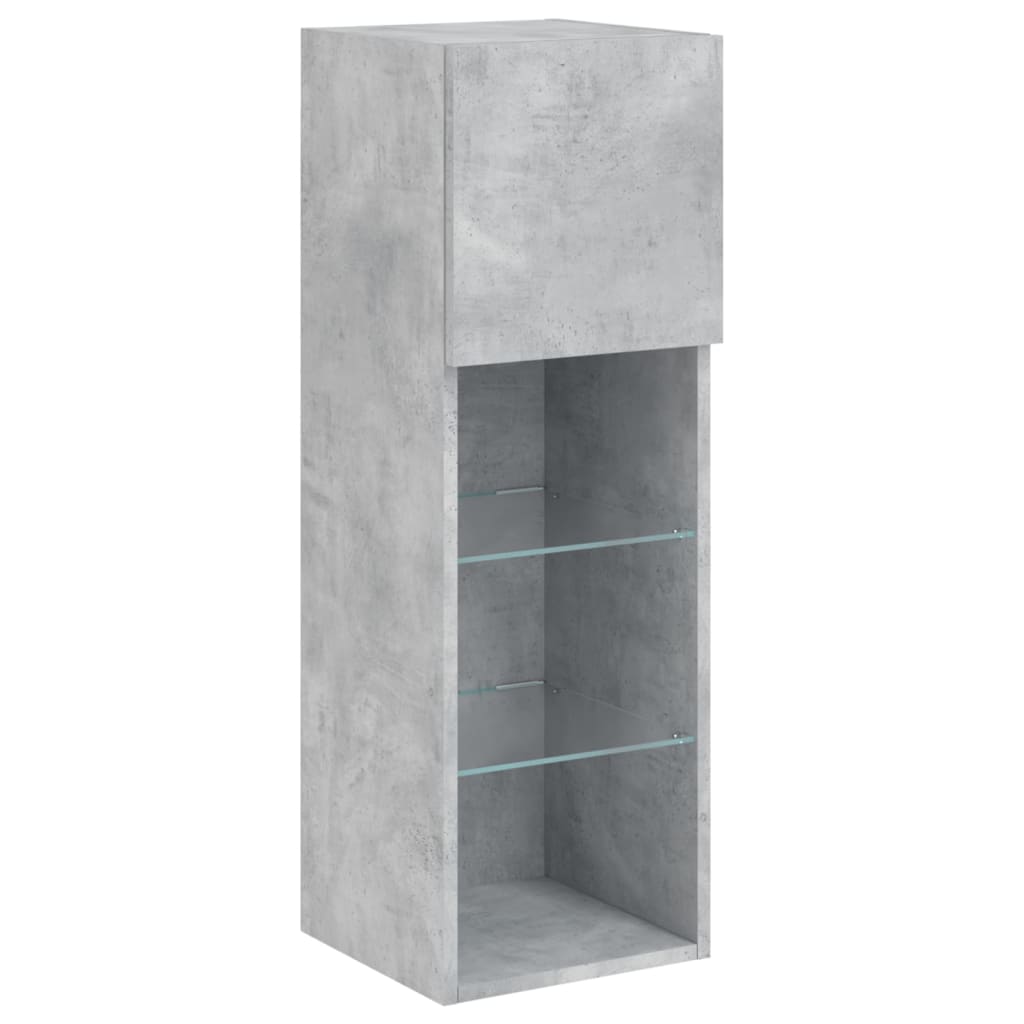 Móvel de TV com luzes LED 30,5x30x90 cm cinzento cimento