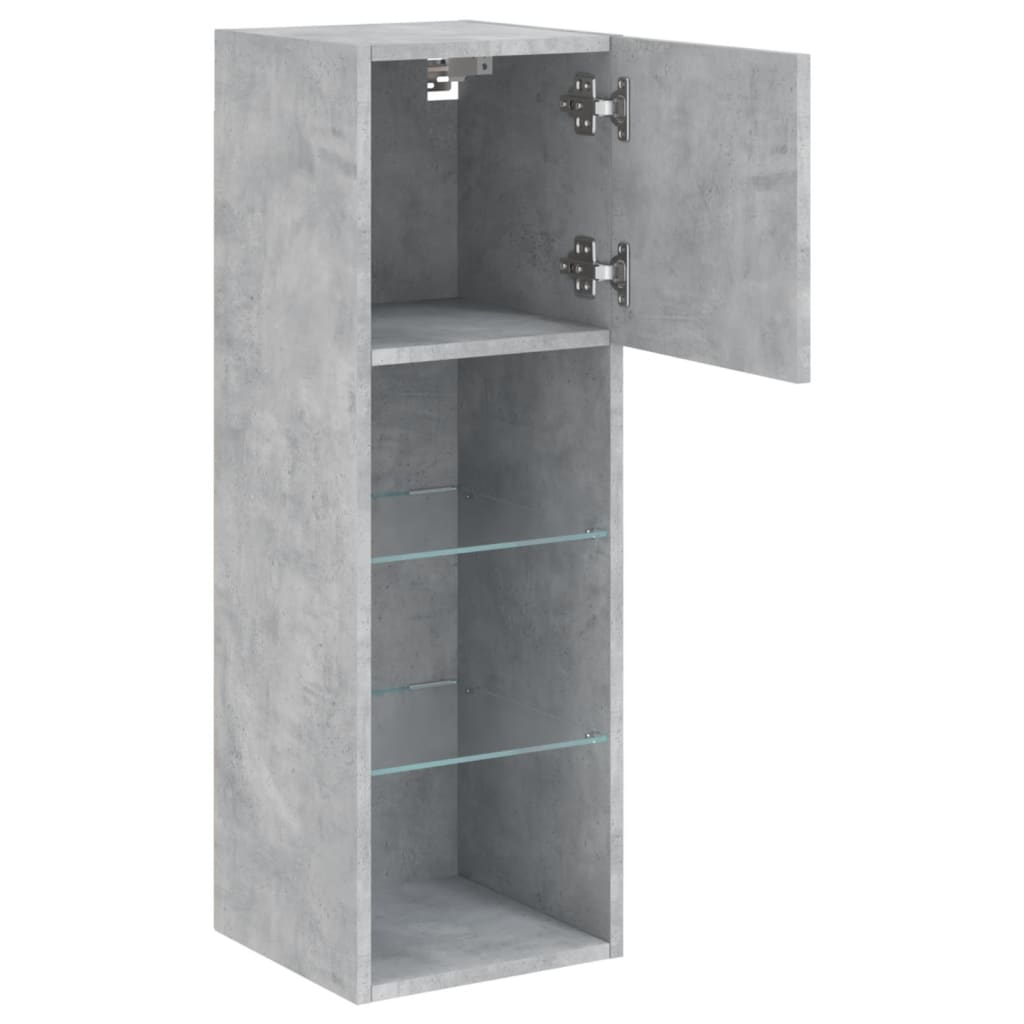 Móvel de TV com luzes LED 30,5x30x90 cm cinzento cimento