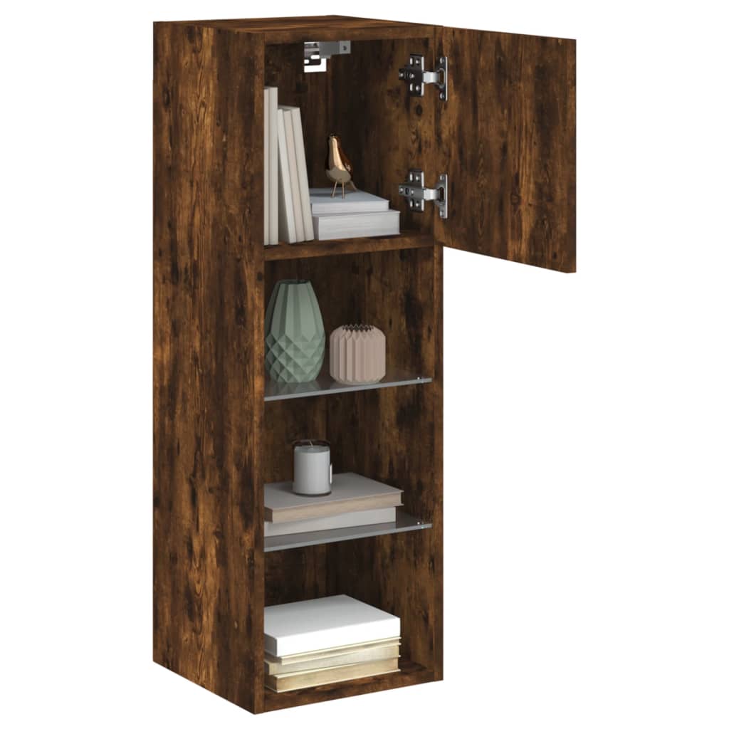 Móveis de TV c/ luzes LED 2 pcs 30,5x30x90 cm carvalho fumado