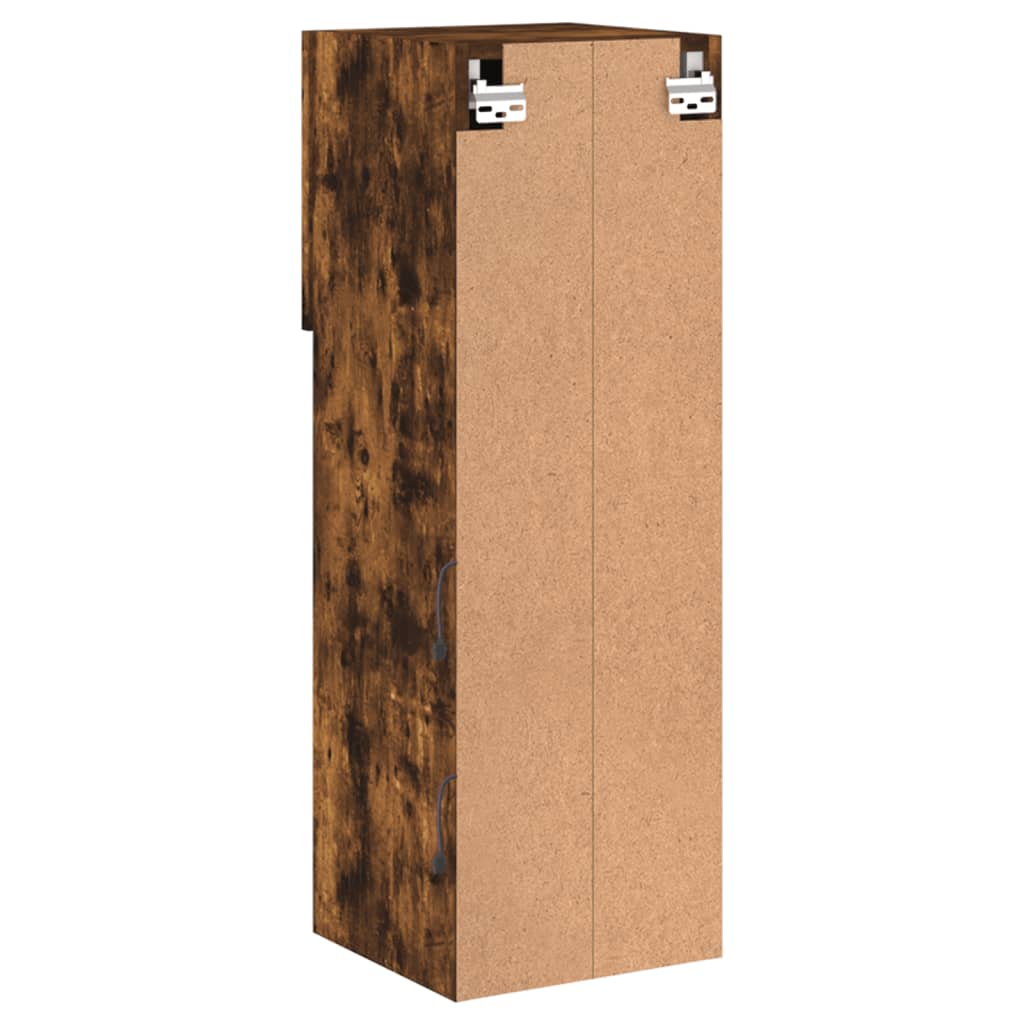 Móveis de TV c/ luzes LED 2 pcs 30,5x30x90 cm carvalho fumado