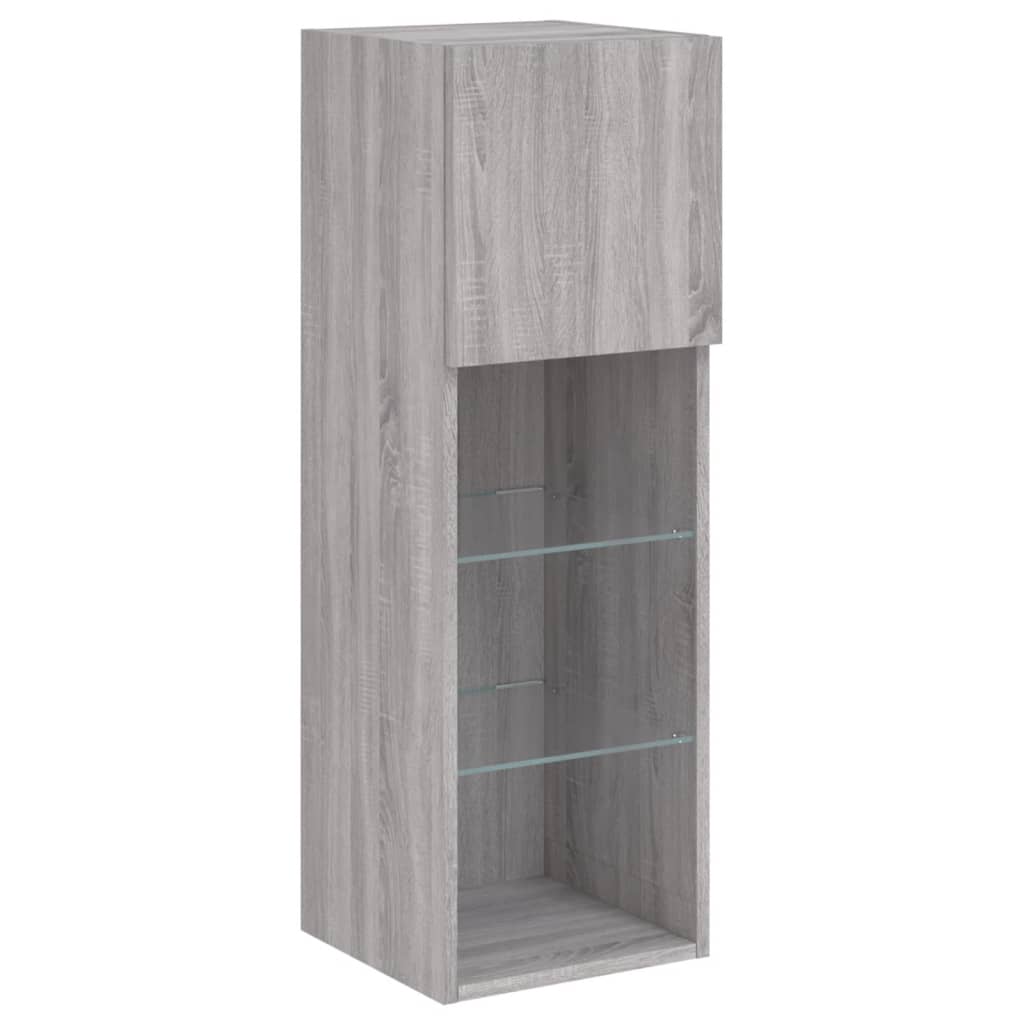 Móvel de TV com luzes LED 30,5x30x90 cm cinzento sonoma