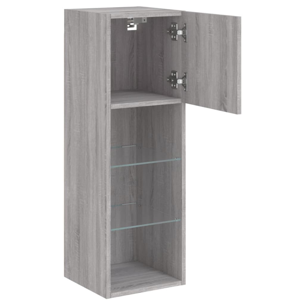 Móvel de TV com luzes LED 30,5x30x90 cm cinzento sonoma