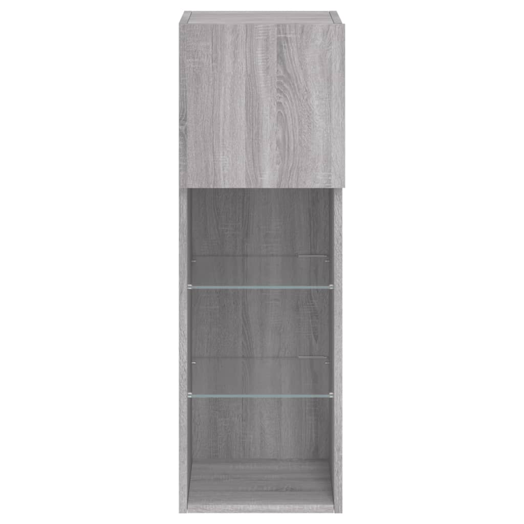 Móveis de TV com luzes LED 2 pcs 30,5x30x90 cm cinzento sonoma