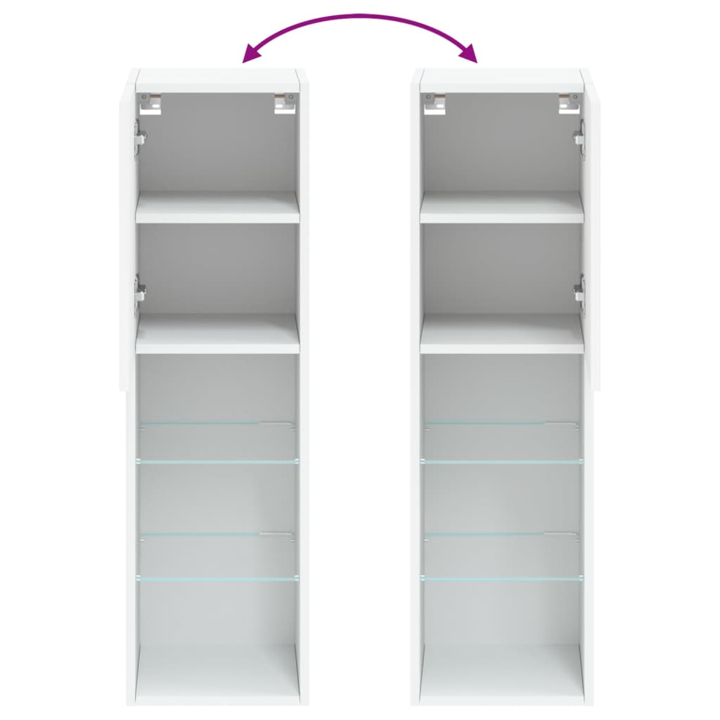 Móveis de TV com luzes LED 2 pcs 30,5x30x102 cm branco