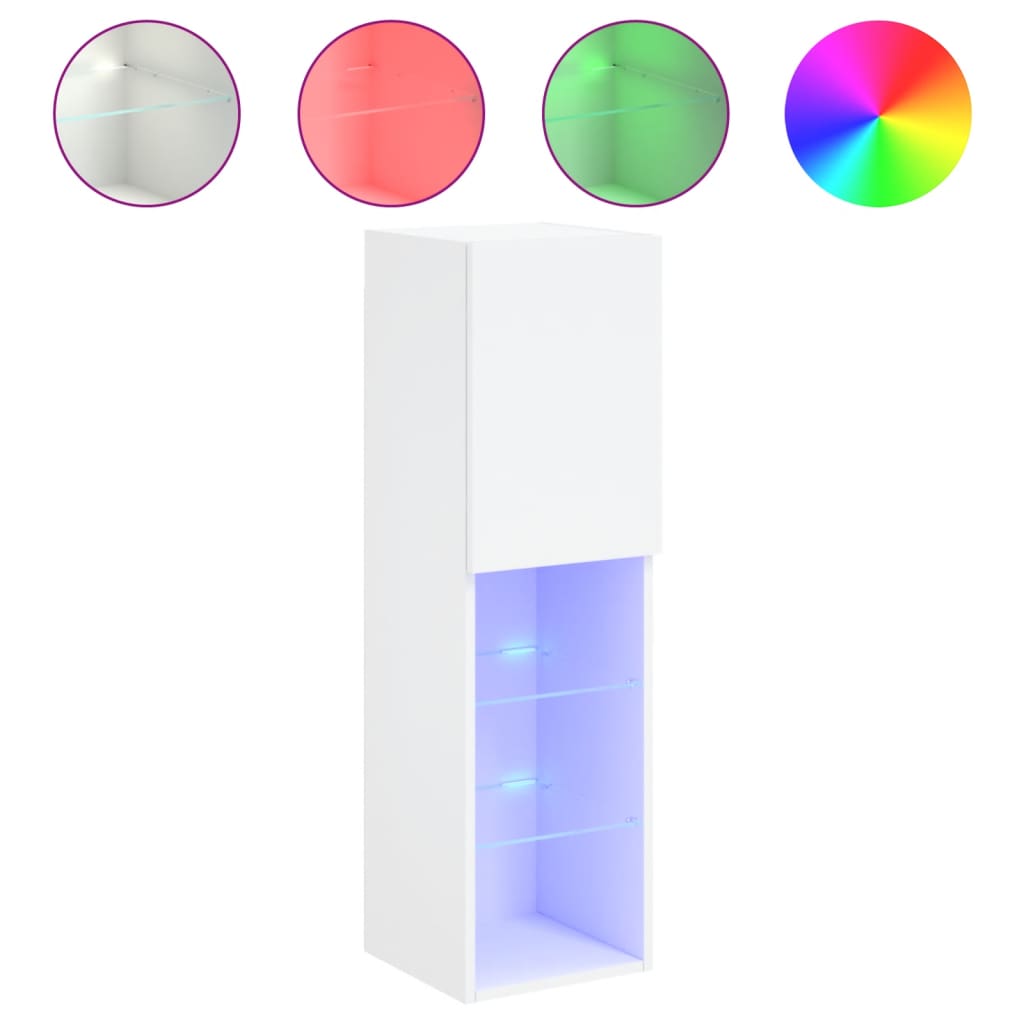 Móveis de TV com luzes LED 2 pcs 30,5x30x102 cm branco