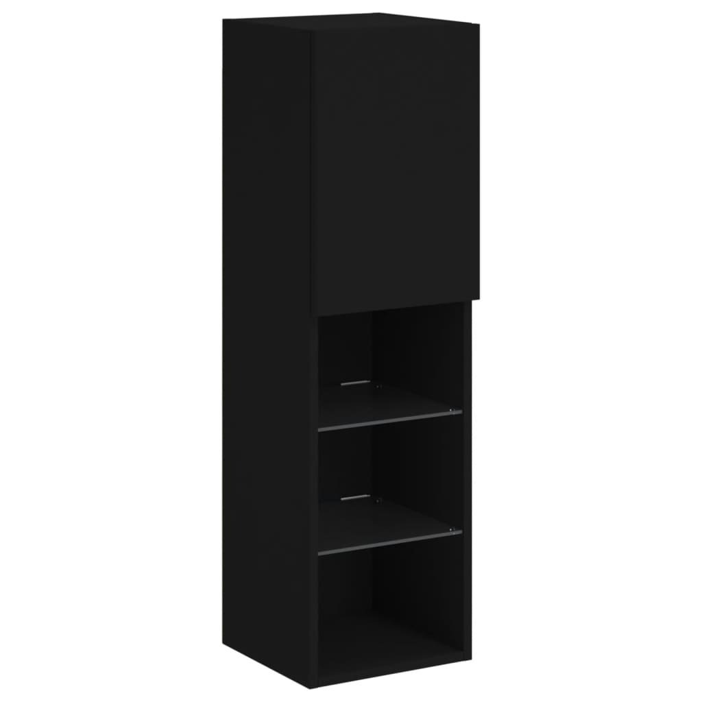 Móvel de TV com luzes LED 30,5x30x102 cm preto