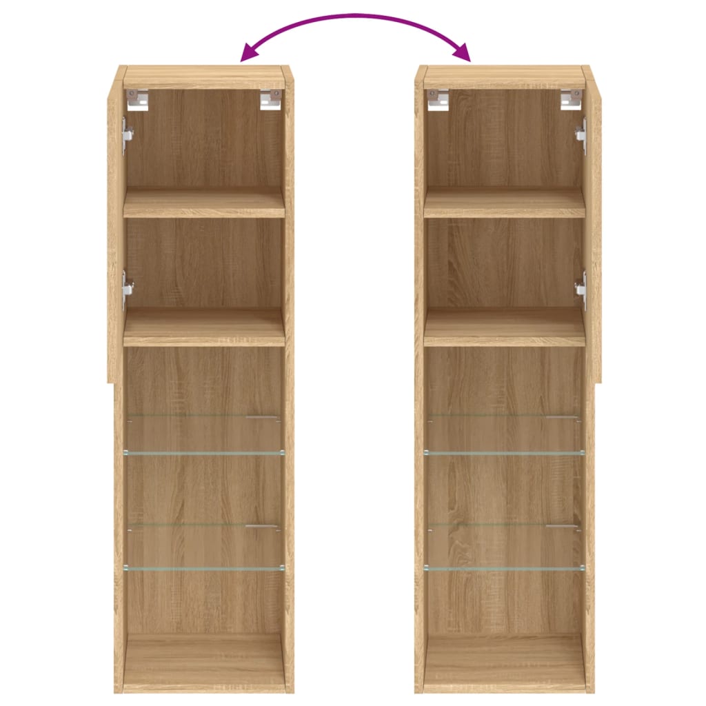 Móveis de TV com luzes LED 2 pcs 30,5x30x102 cm carvalho sonoma