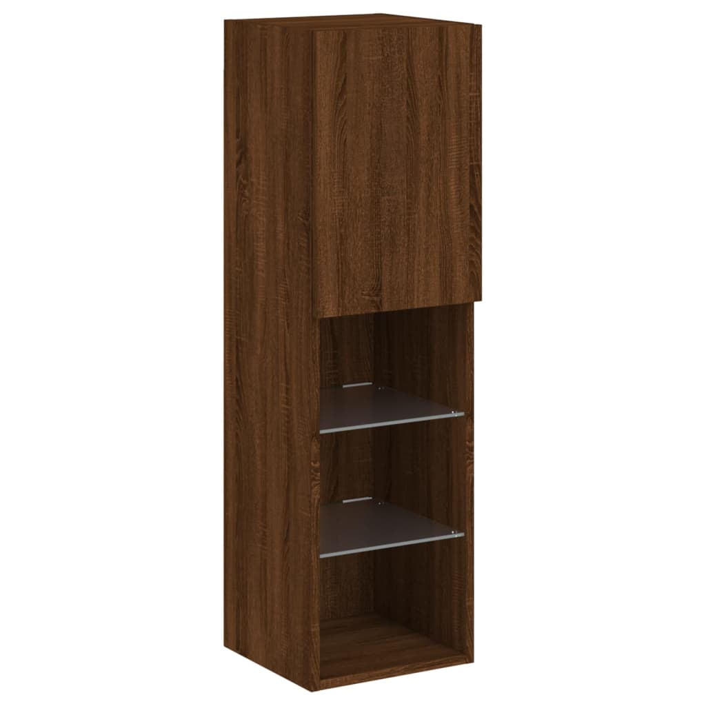 Móvel de TV com luzes LED 30,5x30x102 cm carvalho castanho