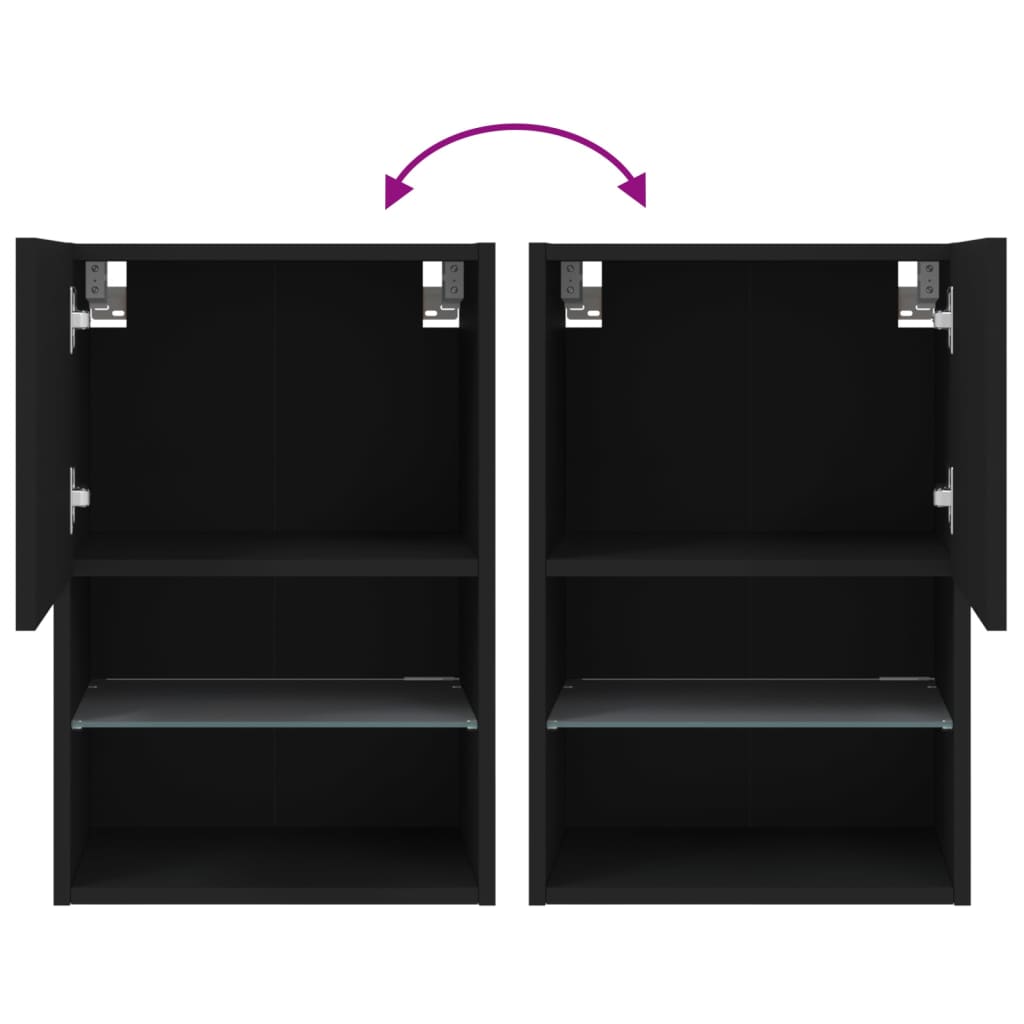 Móvel de TV com luzes LED 40,5x30x60 cm preto
