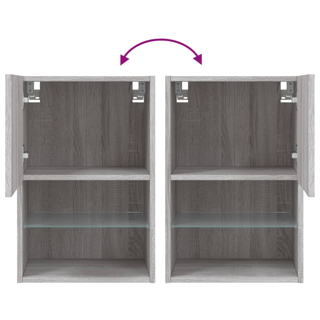 Móvel de TV com luzes LED 40,5x30x60 cm cinzento sonoma