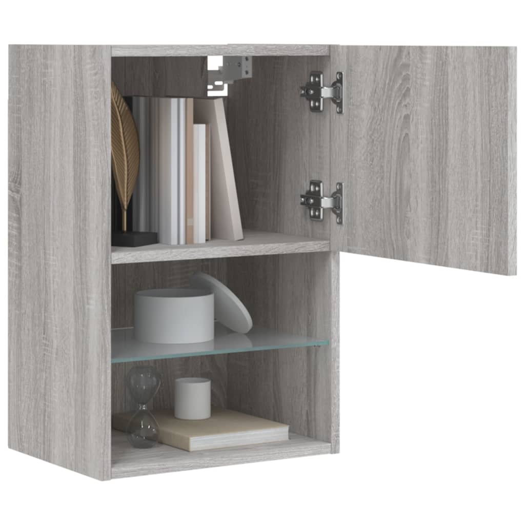 Móvel de TV com luzes LED 40,5x30x60 cm cinzento sonoma