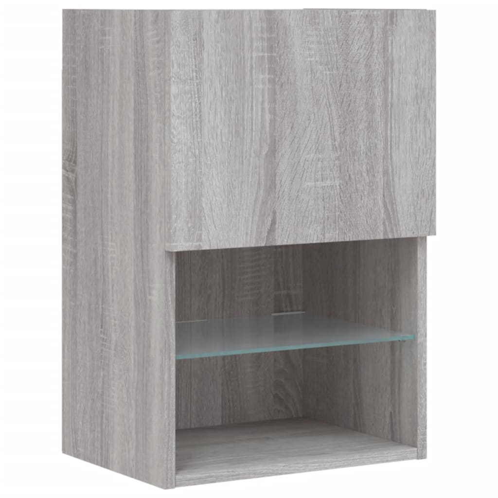 Móvel de TV com luzes LED 40,5x30x60 cm cinzento sonoma