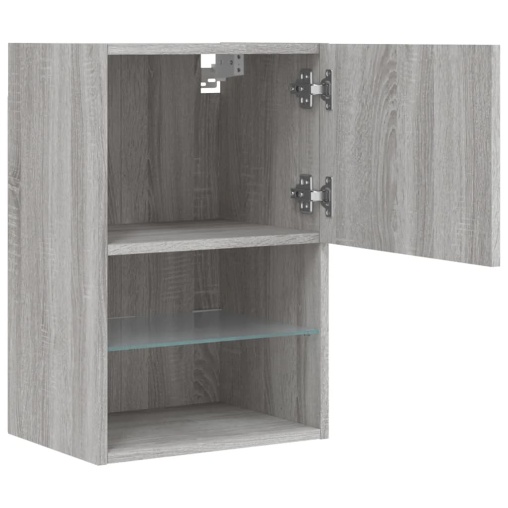 Móvel de TV com luzes LED 40,5x30x60 cm cinzento sonoma
