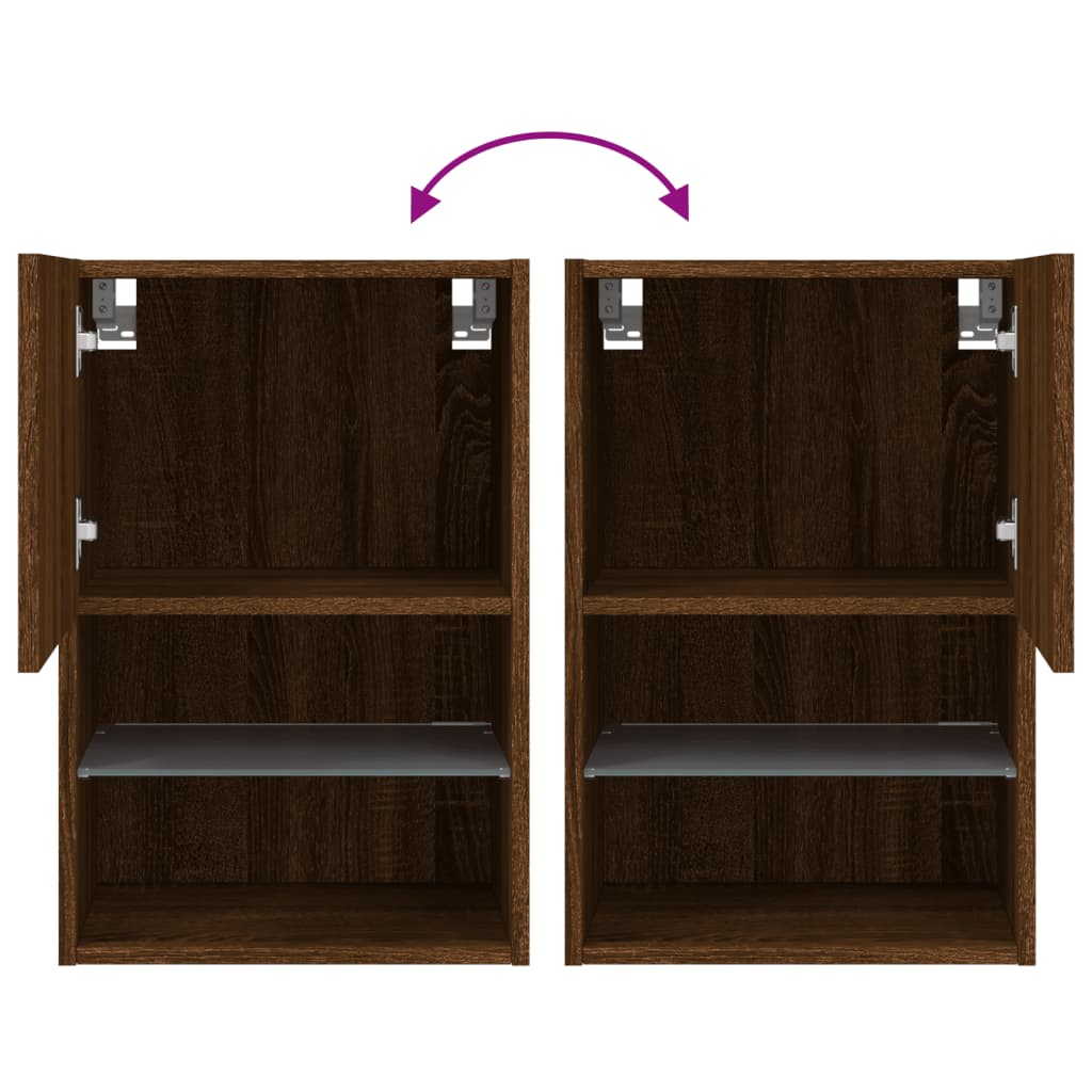 Móveis de TV c/ luzes LED 2 pcs 40,5x30x60 cm carvalho castanho