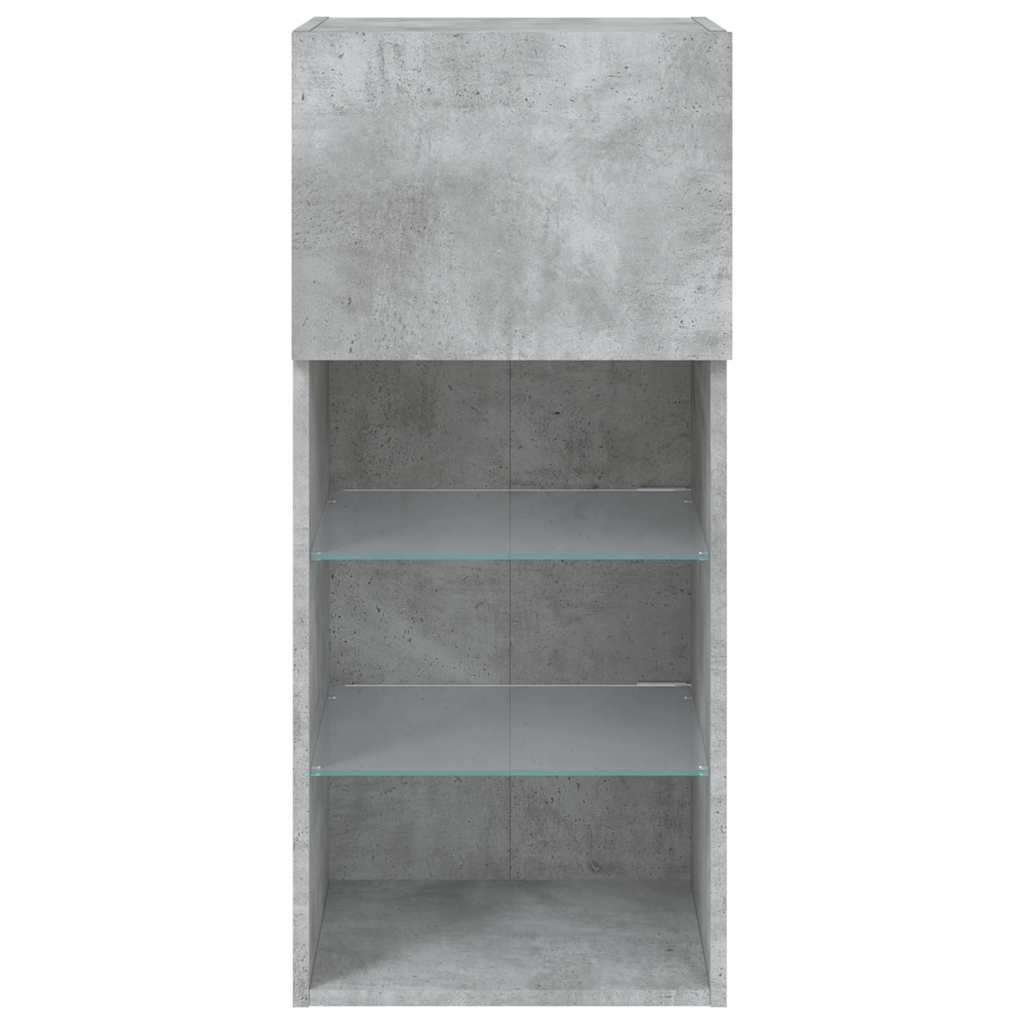 Móveis de TV com luzes LED 2 pcs 40,5x30x90 cm cinzento cimento