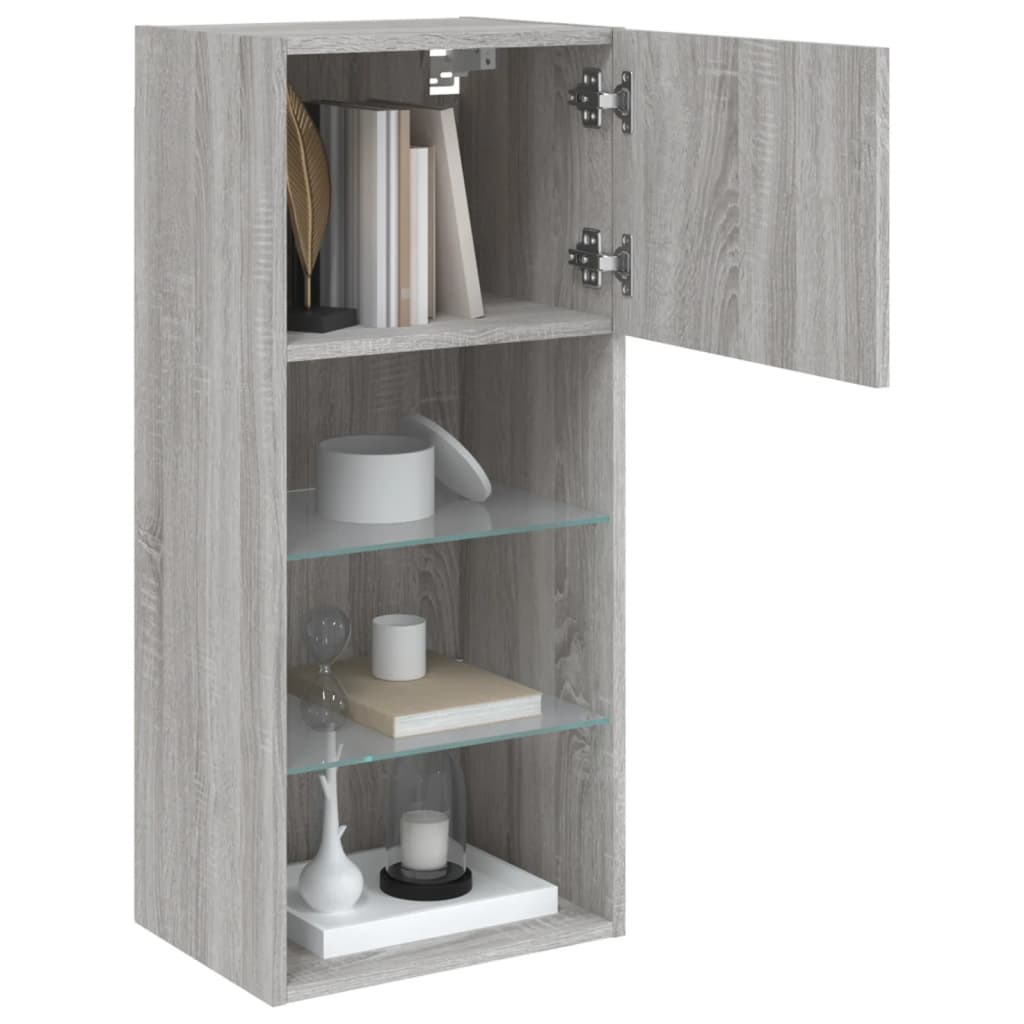 Móveis de TV com luzes LED 2 pcs 40,5x30x90 cm cinzento sonoma