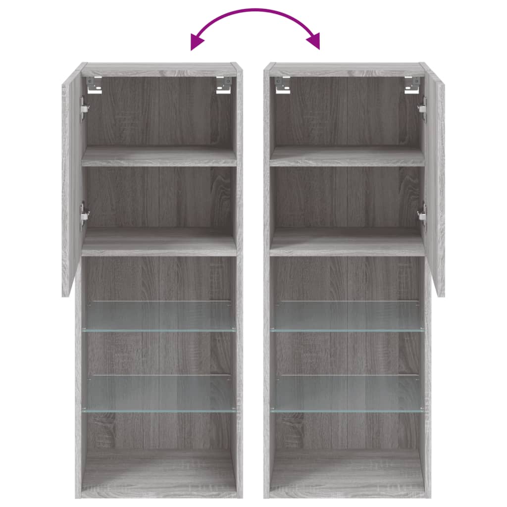 Móvel de TV com luzes LED 40,5x30x102 cm cinzento sonoma