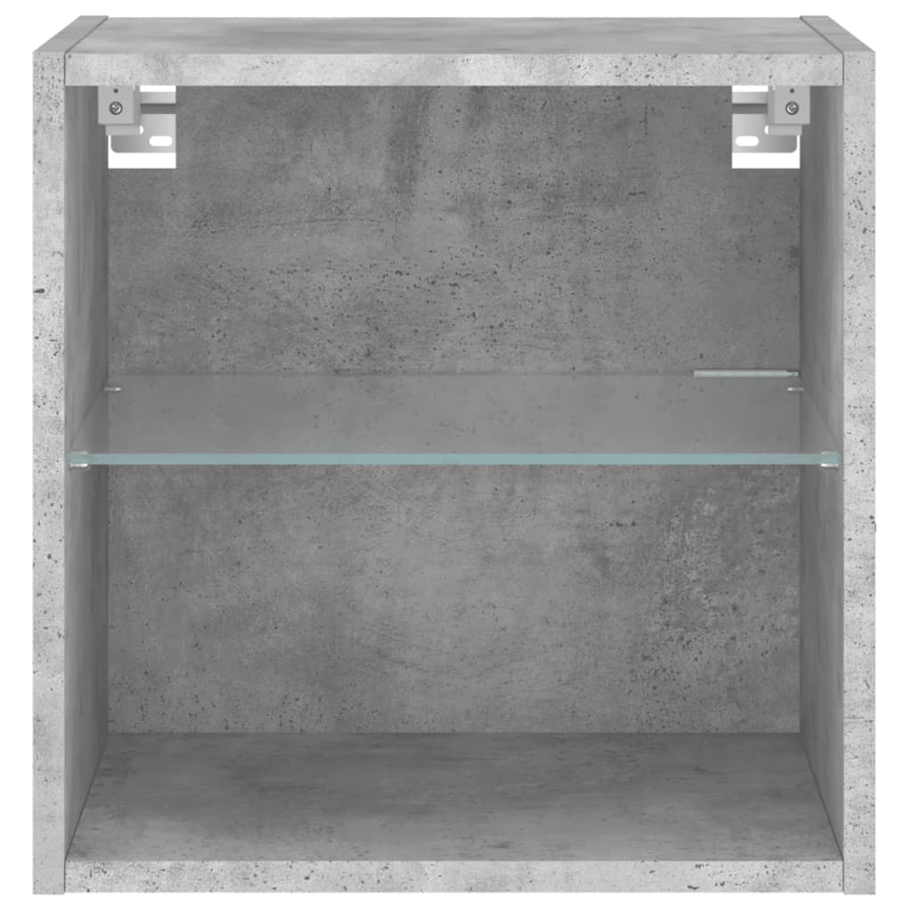Mesa de cabeceira de parede com luzes LED cinzento cimento