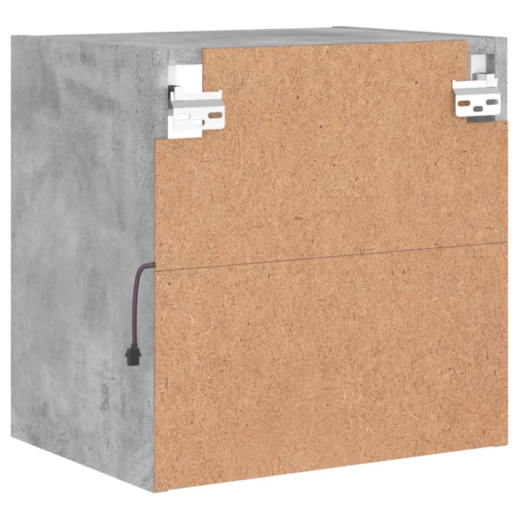 Mesa de cabeceira de parede com luzes LED cinzento cimento