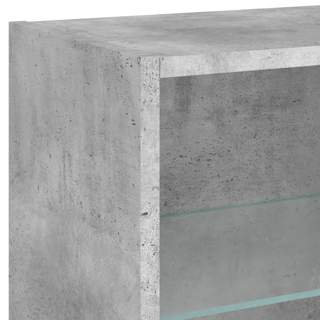 Mesa de cabeceira de parede com luzes LED cinzento cimento