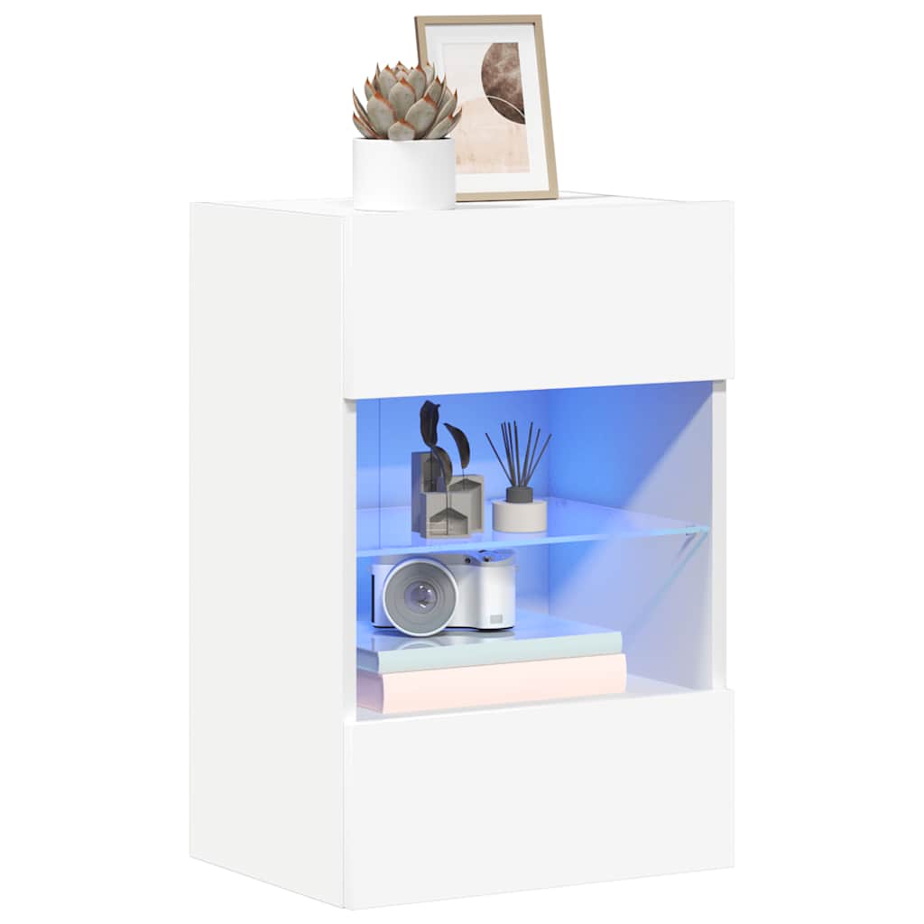 Armários de parede com luzes LED para TV 2 pcs 40x30x60,5 cm branco