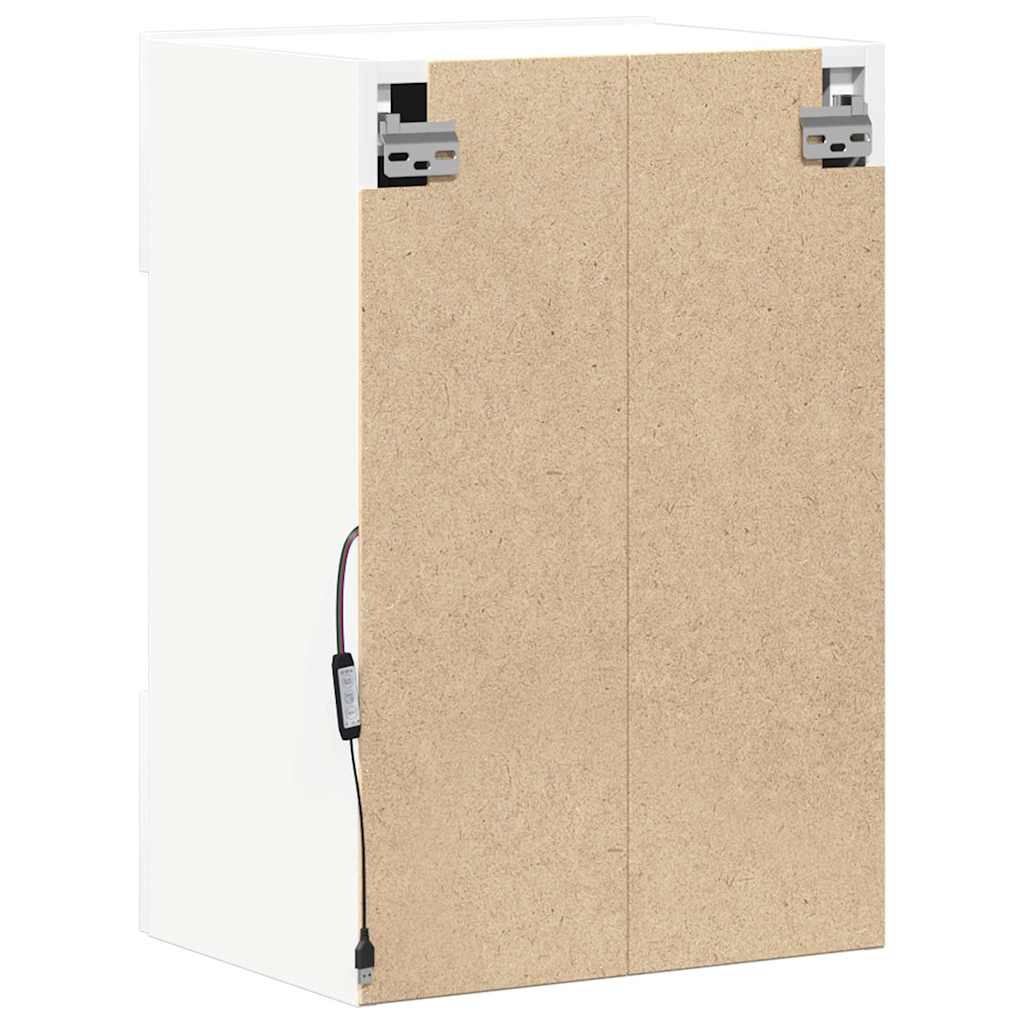 Armários de parede com luzes LED para TV 2 pcs 40x30x60,5 cm branco