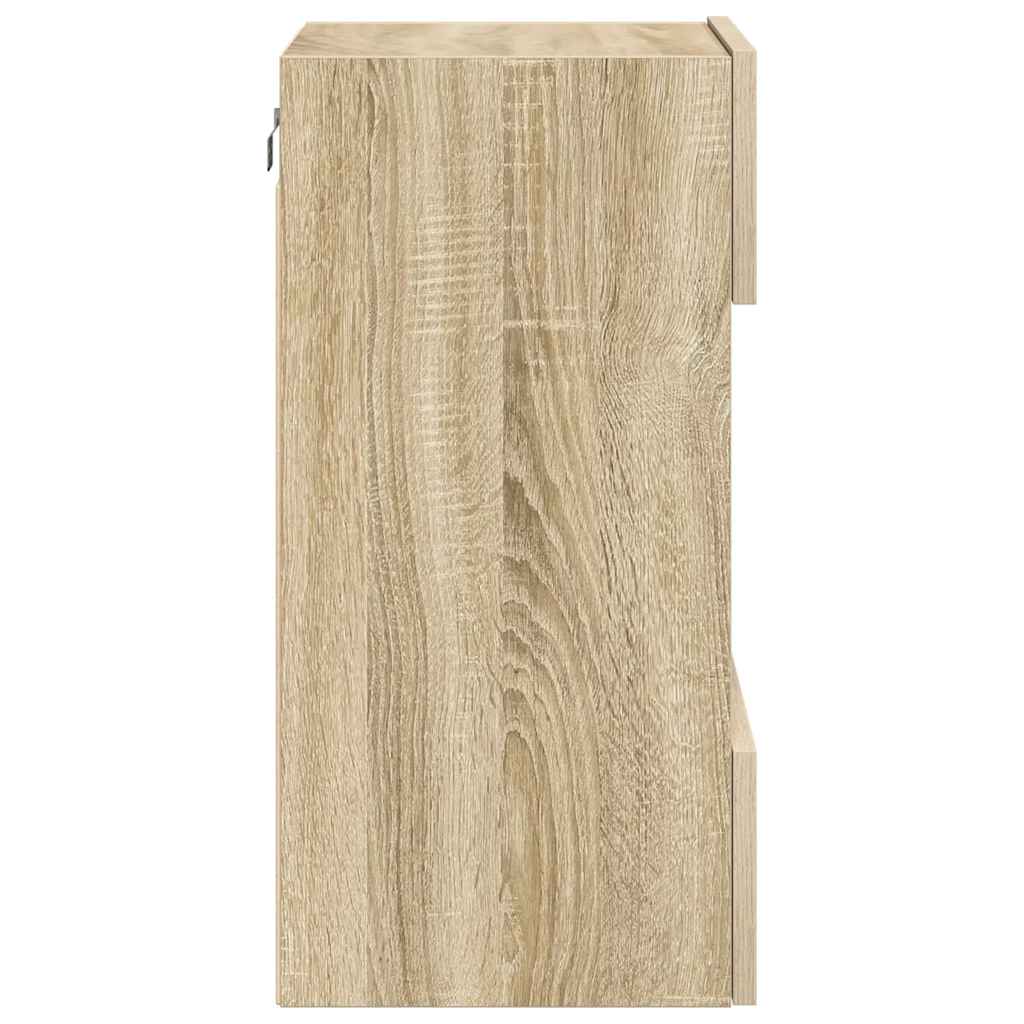 Armários de parede com luzes LED para TV 2 pcs carvalho sonoma