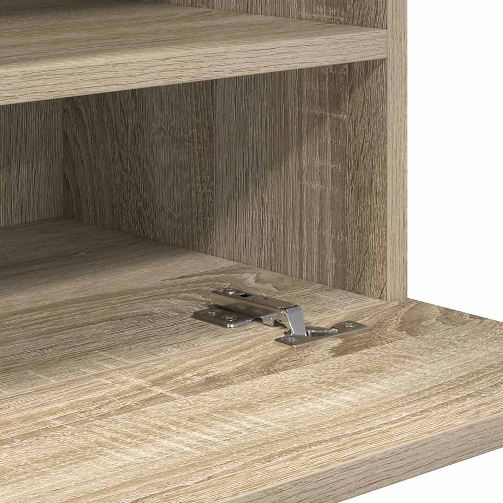 Armários de parede com luzes LED para TV 2 pcs carvalho sonoma