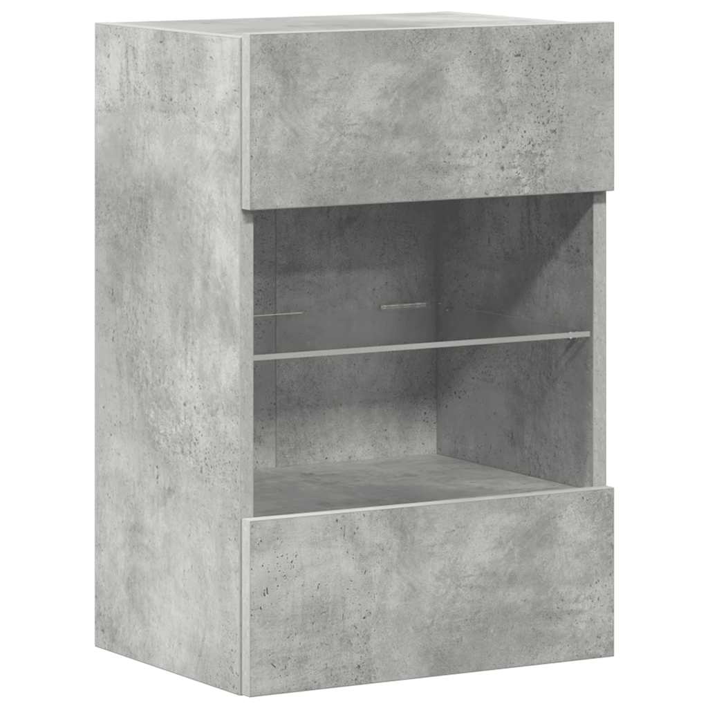 Armários de parede com luzes LED para TV 2 pcs cinzento cimento