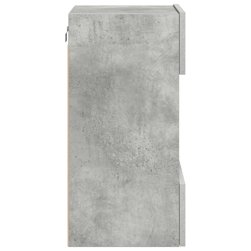 Armários de parede com luzes LED para TV 2 pcs cinzento cimento