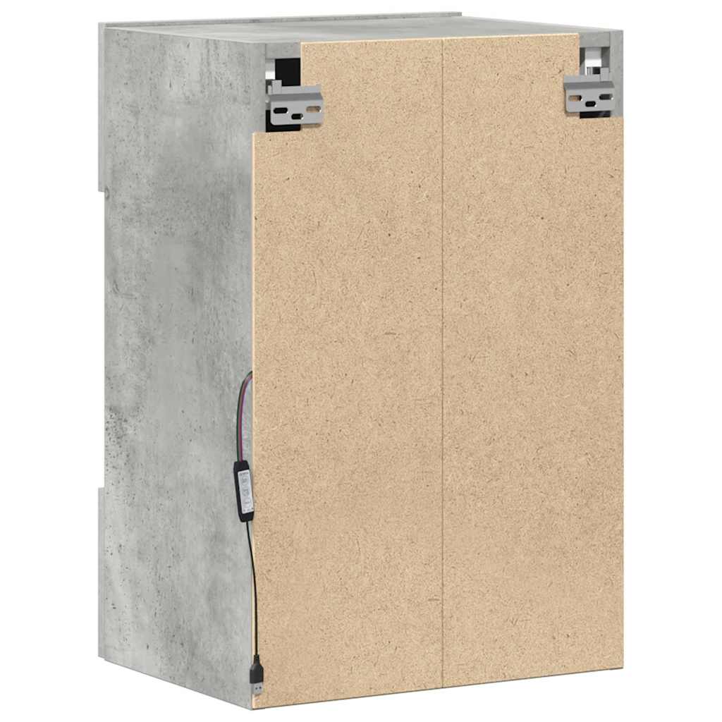 Armários de parede com luzes LED para TV 2 pcs cinzento cimento