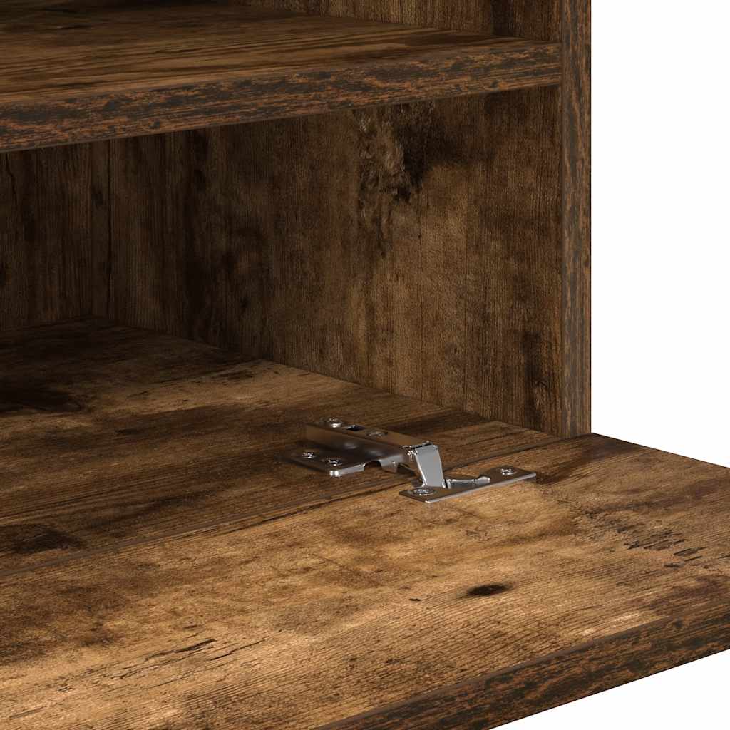 Armários de parede com luzes LED para TV 2 pcs carvalho fumado