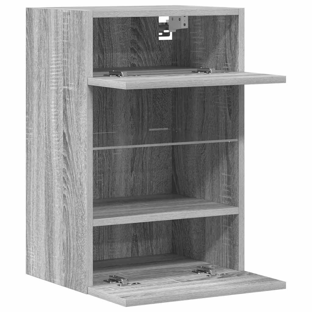 Armários de parede com luzes LED para TV 2 pcs cinzento sonoma